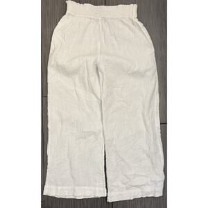 J Crew Wide Leg Gauzy Pants White Size Small Cotton Pull On Beach Ribbed